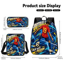 Football Player #19 Slogan Print 3 Pieces Set: Large Capacity Backpack + Crossbody Bag + Pencil Case, Adjustable Breathable Shoulder Straps, Classic Cartoon Sports Style Fan Game Day Commute Storage Set - Printed Bag - View 6