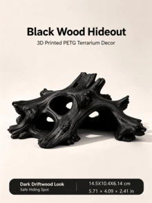 1pc PETG Material 3D Printed Reptile Hide Cave, Driftwood Cave Decor, Small Fish & Shrimp Hideout, Sinkable, Suitable For Gecko, Lizard, Frog, Small Snake, Reptile Tank Decoration - View 9