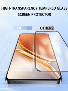 5 piezas Protector de pantalla de vidrio templado, cobertura de pantalla completa de alta definición, película de vidrio templado, anti-arañazos, anti-caídas, anti-aceite, sin obstrucción del color original de la pantalla, empaque en caja dura - transparente - Ver 8