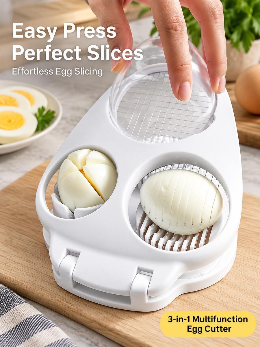 2pcs/1pc Multi-Function Fruit & Vegetable Slicer, With ABS Base, Stainless Steel Slicing Blades, Manual Egg & Fruit Cutter, Suitable For Kiwi, Strawberry, Banana, Egg, Salad And Breakfast Preparation Kitchen Food Prep Tool, Easy To Use And Clean - Multicolor - View 1