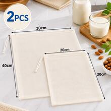 2/4pcs Cotton Mesh Filter Bags With Drawstring, Reusable Nut Milk Strainer Bags For Coffee, Tea, Juice, Yogurt And Cheese Making - Multicolor - View 3