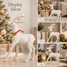 Flocked Reindeer Christmas Decor 32x45cm, Decorative Deer Ornament For Seasonal Room Display - 1PC - View 8
