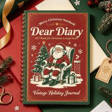 1PC Vintage Christmas Santa Pattern Spiral Notebook,Retro Holiday Journal Diary Notebook,Christmas Gift For Students,Women Girls Friends Family,Xmas Holiday Present For Note Taking Journaling Writing,Festive Decor School Office Stationery Gift - A5 - View 5