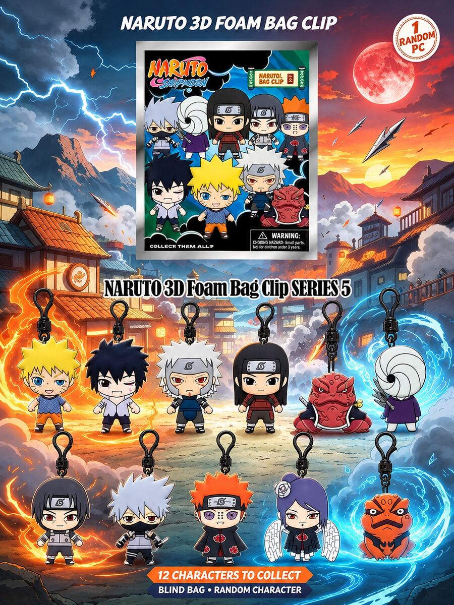 Monogram Shippuden 官方系列 5 盲袋人物夾飾,動漫角色背包鑰匙圈吊飾,隨機 1 款,動漫迷收藏用萬聖節聖誕禮物 1 件 - 第 5 系列 - 查看 1