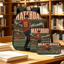 Vintage Poster Style #19 Player Print 3 Pieces Set: Large Capacity Backpack + Crossbody Bag + Pencil Case, Adjustable Breathable Shoulder Straps, Classic Sports Fan Game Day Commute Storage Set - Printed Bag - View 8