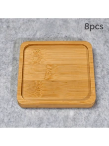 8pcs Wooden Coaster Set Handmade Blank Pads Succulent Plant Tray Set - Wooden Heat-Resistant Non-Slip Coasters, Mosaic Tile Base, Suitable For Coffee Table, Teacup, Vase Base, Multi-Functional Decoration, Kitchen, Placemat - Multicolor - View 14