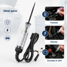 Testador de Circuito Automotivo 6-24V Caneta Teste com Garra Jacaré para Fusíveis Fiação Luzes e Soquetes - Multicolorido - Visão 7