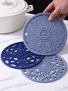 3pcs Silicone Heat Resistant Mats, Multi-Functional Patterned Heat-Proof Pads For Countertop, Suitable For Hot Pots And Hot Plates, Kitchen Supplies - View 8