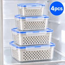 4/3/1pc Blue Food Storage Container Set With Removable Colander And Lid, Stackable Refrigerator Organizer, Fruit And Vegetable Drainer Storage Box, Suitable For Kitchen And Meal Prep - View 14
