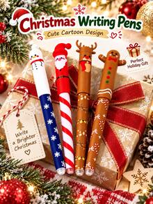 Cute Cartoon Christmas Pens For Children, Featuring Designs Of Santa Claus, Snowmen, Reindeer, And Gingerbread Men. These Pens Are Suitable As Small Gifts For Student Classes, Classroom Rewards, Or Christmas Exchange Gifts. - Multicolor - View 8