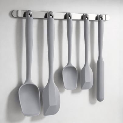 Set van 5 grijze siliconen rubberen spatels, hittebestendige keukenspatels van 315°C voor koken, bakken en mengen, geschikt voor anti-aanbakkeukengerei