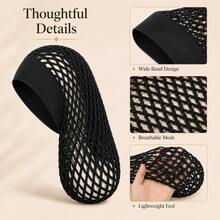 2pcs Short + Long Crochet Mesh Hair Net Cap, Wide Elastic Hair Cover, Suitable For Braids, Dreadlocks, Curly Hair, Long Hair, Wigs And Daily Hair Styling, Burgundy Wig Tool - View 9
