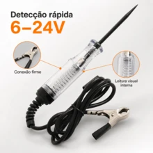 Testador de Circuito Automotivo 6-24V Caneta Teste com Garra Jacaré para Fusíveis Fiação Luzes e Soquetes - Multicolorido - Visão 2