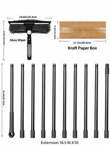 2-In-1 167 Inch/425cm High Window Cleaning Brush And Squeegee Set, 180° Rotatable Cleaning Head, 10-Section Adjustable Telescopic Pole, Reusable Microfiber Cleaning Cloth, Suitable For High-Rise Glass, Indoor/Outdoor Windows, Car Glass And Body - Cleaning Tools - View 5