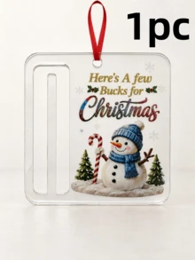 1 Or 2 Flat 2D Acrylic Cash Gift Hanging Decor, Snowman Decorative Tag, Christmas Tree Commemorative Ornament, Home New Year Holiday Decoration, Christmas Gift For Friends And Family (Cash Not Included) - Multicolor - View 12