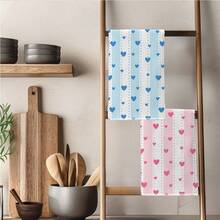 2 chiếc khăn lau bếp họa tiết trái tim sọc xanh & hồng tối giản, khăn lau trà sợi microfiber mềm 40*60cm, phù hợp cho nhà bếp gia đình, nhà hàng, cắm trại ngoài trời, lau bàn, khăn lau bát đĩa, khăn lau tay, phụ kiện dệt may nhà bếp, quà tặng ngày lễ - Nhiều màu - Xem 8