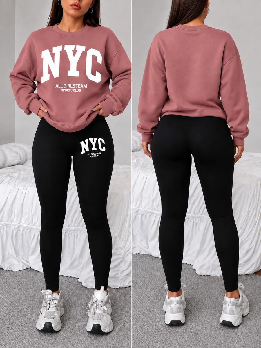 Women Two-Piece Outfits - Old Rose - View 1