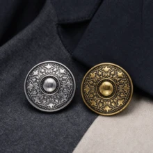 7pcs Vintage Engraved Round Metal Hand Sew Buttons, Embossed Pattern Decorative Sewing Buttons For Suit Coat Jacket Garment DIY Accessories - Multicolor - View 9