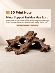 1pc PETG Material 3D Printed Reptile Hide Cave, Driftwood Cave Decor, Small Fish & Shrimp Hideout, Sinkable, Suitable For Gecko, Lizard, Frog, Small Snake, Reptile Tank Decoration - View 5