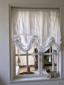 1/2pcs Sheer Curtain Panels, French Cream Voile Curtains, Lift-Up Curtain For Balcony, Transparent But Not See-Through, Suitable For All Seasons - 1PC - View 2
