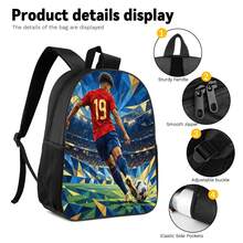Bộ 3 món in hình cầu thủ Football Match #19 gồm ba lô dung tích lớn + túi đeo chéo + hộp bút, quai đeo vai thoáng khí điều chỉnh được, phong cách nghệ thuật thời trang hiện đại, bộ lưu trữ thể thao cho fan đi làm/đi học - Túi in họa tiết - Xem 4