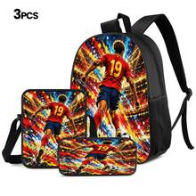 Player #19 Sprint Field Print 3 Pieces Set: Large Capacity Backpack + Crossbody Bag + Pencil Case, Adjustable Breathable Shoulder Straps, Modern Dynamic Cartoon Style Fan Merchandise Sports Commute Storage Set - Printed Bag - View 10