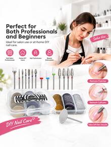 13Pcs Nail Drill Bits Set With 60Pcs Replacement Sandpaper Discs, 25mm Metal Nail Bit, Cuticle Dead Skin Remover For Acrylic Gel Nails, Manicure Pedicure Kit For Salon & DIY Home Use - Multicolor - View 5