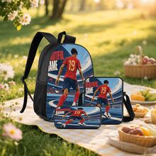 Poster Style #19 Player Print 3 Pieces Set Large Capacity Backpack + Crossbody Bag + Pencil Case, Adjustable Breathable Shoulder Straps, Classic Sports Style Fan Game Day Commute Storage Set - Printed Bag - View 8