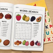 Children's Word Search Activity Book 32 Pages, Preschool Kindergarten Toddler Fun Vocabulary Learning Workbook, Educational Reading And Writing Toy, Hidden Word Search Game, Home School Travel Learning Supplies - Rose Red - View 6
