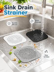 1pc Silicone Drain Strainer, Reusable Anti-Clogging Filter, Easy To Clean Kitchen Residue Filter, Bathroom Drain Protector, Silicone Material, Suitable For Bathroom, Shower, Bathtub, Kitchen Sink, Washbasin, Suitable For Home Daily Use, Suitable For Homeowners And Apartment Renters. Recommended Christmas Gift, Halloween Gift, Thanksgiving Gift And Other Holiday Gifts - Silicone - View 2