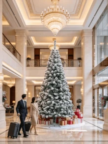 1 st konstgjord julgran med snöeffekt, täta snöiga tallbarr, med metallstativ, enkel golvstående stil, lämplig för juldekoration i vardagsrum och butiksfönster - Multifärgad - Visa 5