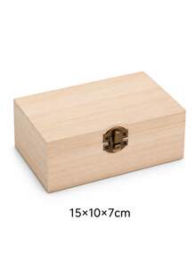 1pc Natural Wooden Storage Box With Vintage Metal Clasp, Multi-Functional Wooden Jewelry And Accessories Organizer, Suitable For Desktop Home Decor Gift Packaging - Multicolor - View 11