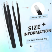 1/2pcs Slanted Stainless Steel Eyebrow Tweezers, Beard Tweezers, Eyebrow Plucking Tweezers, Makeup False Eyelash Small Tweezers, Unisex - Multicolor - View 1