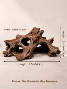 1pc PETG Material 3D Printed Reptile Hide Cave, Driftwood Cave Decor, Small Fish & Shrimp Hideout, Sinkable, Suitable For Gecko, Lizard, Frog, Small Snake, Reptile Tank Decoration - View 3