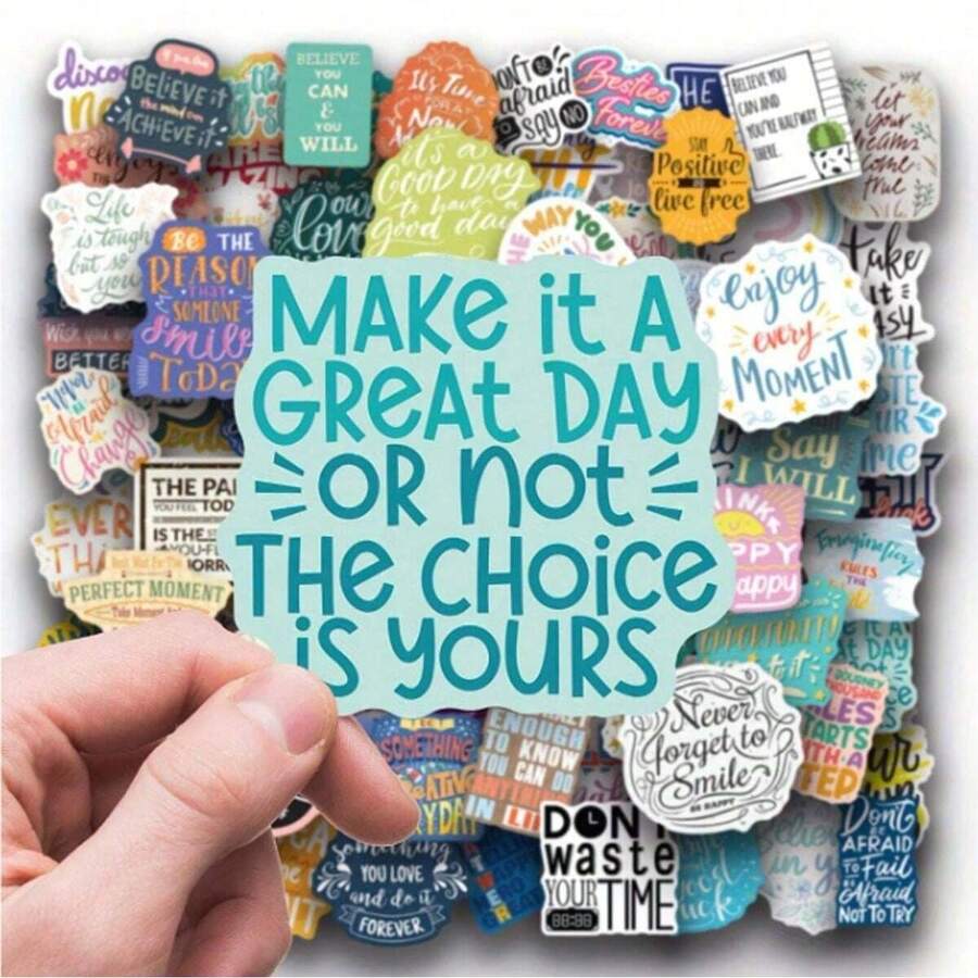 100Pcs Colorful Hand Lettering Motivational Quote Stickers, Uplifting ...