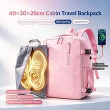 Myco 40x30x20cm Backpack, Combination Lock Travel Backpack, Anti-Theft Laptop Backpack With USB Charging Port And Independent Shoe Compartment, 180-Degree Opening Design, Flight Compliant, With Trolley Sleeve, Suitable For Business Travel, Commuting, Fitness, Outdoor Use - Multicolor - View 16