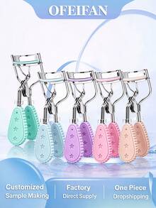 3pcs Star Embossed Handle Eyelash Curler, Portable Metal Lash Curler, Cute Macaron Color Eyelash Curling Tool For Women Makeup - Multicolor - View 11