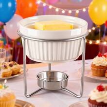 1pc 100ml Ceramic Butter Warmer, Chocolate Melting Pot, Includes 1 Melting Bowl And 1 Iron-Plated Base (Candle Not Included), Suitable For Melting Chocolate, Butter, Cheese, Etc., Kitchen Accessory - Multicolor - View 4