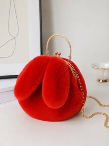 XD 1pc Plush Rabbit Bag For Girls, Crossbody Shoulder Bag With Rabbit Ears, Korean Style Cute Handheld Bag, New Autumn/Winter Design With Buckle, Perfect Gift For Kids On Valentine's Day Or New Year - Multicolor - View 14