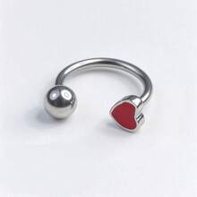 2pcs Fashionable Versatile Heart-Shaped Beaded Lip Rings - Heart-shaped Lip Ring - View 9