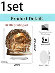 1 Set 2D Christmas Decoration, Christmas Gift, Home Decor, Tabletop Decoration, Birthday Gift. Suitable For Home Decoration, Religious Exhibition, Also Can Be Used To Create Prayer Scene Or Christmas Manger Decoration To Create Atmosphere - Multicolor - View 9