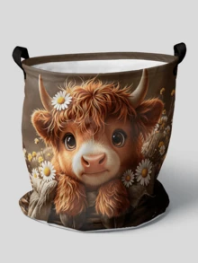 Highland Cattle Pattern Foldable Laundry Basket , Household Clothing Storage Bin, Breathable Fabric Dirty Laundry Basket, Quilt Clips,Suitable For Bathrooms And Bedrooms,Home Organizing Boxes And Storage Bins - Multicolor - View 12