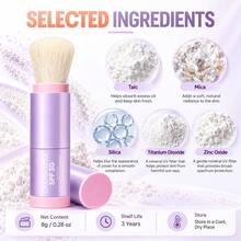 SPF30 Mineral Powder Sunscreen Brush, Lightweight Transparent Face Powder With Soft Brush, Portable Oil-Control Touch-Up Powder For Daily Summer Outdoor Travel, 8g - Mauve Purple - View 9