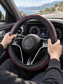 Elastic No‑Inner‑Ring Steering Wheel Cover,15Inch Microfiber Leather Diamond Embossed Car Steering Sleeve,Breathable Anti‑Slip Auto Protector With Color Piping,Fits 37‑38cm Steering Wheel,Multi‑Color Universal Car Interior Accessory - Multicolor - View 3