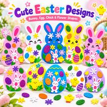 Easter DIY Foam Craft Kit, Colorful Bunny & Easter Egg Shapes With Flowers, Chicks, Leaves And Glitter Decorations, Creative Handmade Activity For Classroom, Family, Party, Spring Holiday Decor, Easter Basket Gift - Multicolor - View 2