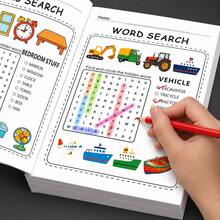 Children's Word Search Activity Book 32 Pages, Preschool Kindergarten Toddler Fun Vocabulary Learning Workbook, Educational Reading And Writing Toy, Hidden Word Search Game, Home School Travel Learning Supplies - Rose Red - View 1
