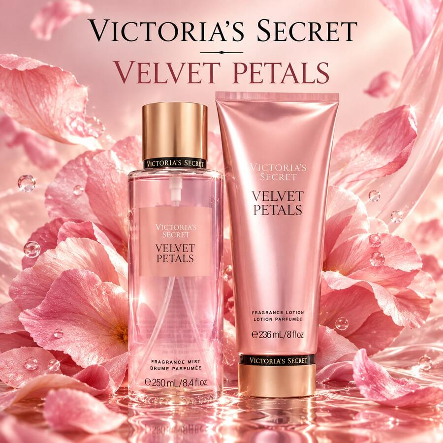 Victoria's Secret Velvet Petals Set para Mujer – Body Mist 250 ml + Loción Corporal 236 ml, Aroma Floral Gourmand Cremoso - Floral - Ver 1