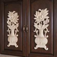 2pcs Solid Wood Carving Stickers, Woodworking Supplies, Home Decorations, Suitable For Cabinets, Doors And Windows, Furniture, Background Walls, Entrances, Offices And Other Decorations, Holiday Decorations, DIY Decorations. - Multicolor - View 5
