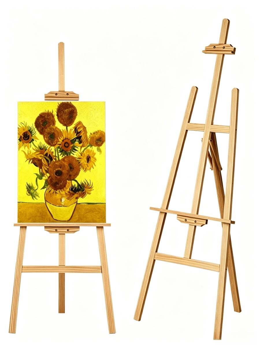 1pc Solid Wood Triangle Display Easel (5 Sizes Optional: 50/70/90/120/175cm), Freely Adjustable Height, Stable Triangle Support Without Shaking, Suitable For Studio Hand Painting, Store Posters And Desktop Decorative Painting Display - A - View 1