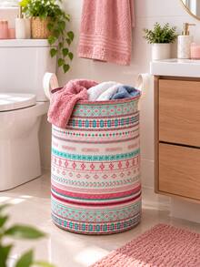 Cesto Organizador Dobrável Multiuso para Roupas Sujas Banheiro Quarto Lavanderia com Alças - Boho - Visão 1